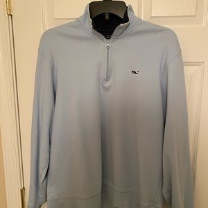 Men Medium quarter zip sweat shirt Carolina Blue / Navy - Vineyard Vines